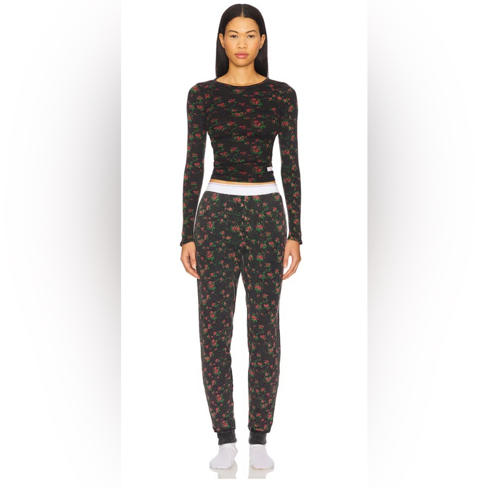 Alexander Wang Waffle Jogger Pant in Washed Black with top
